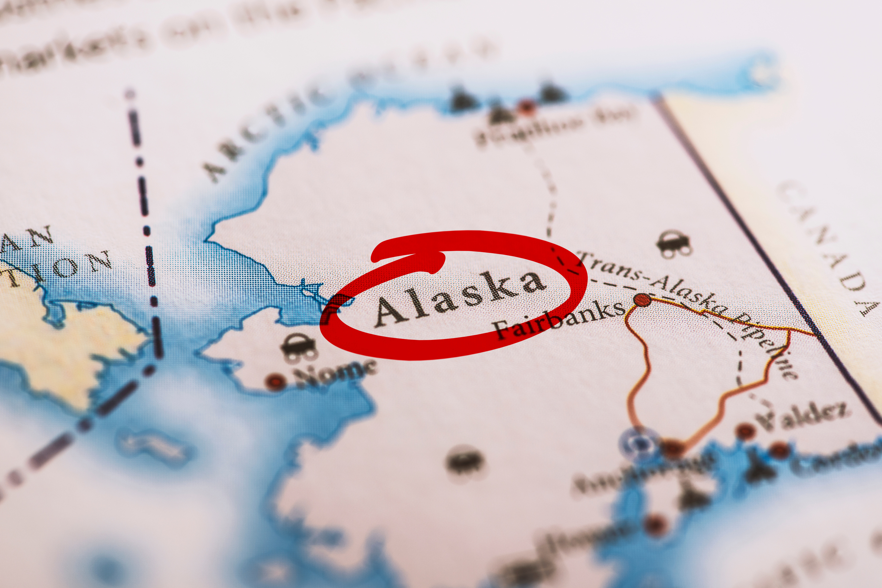 Alaska Marked on Map